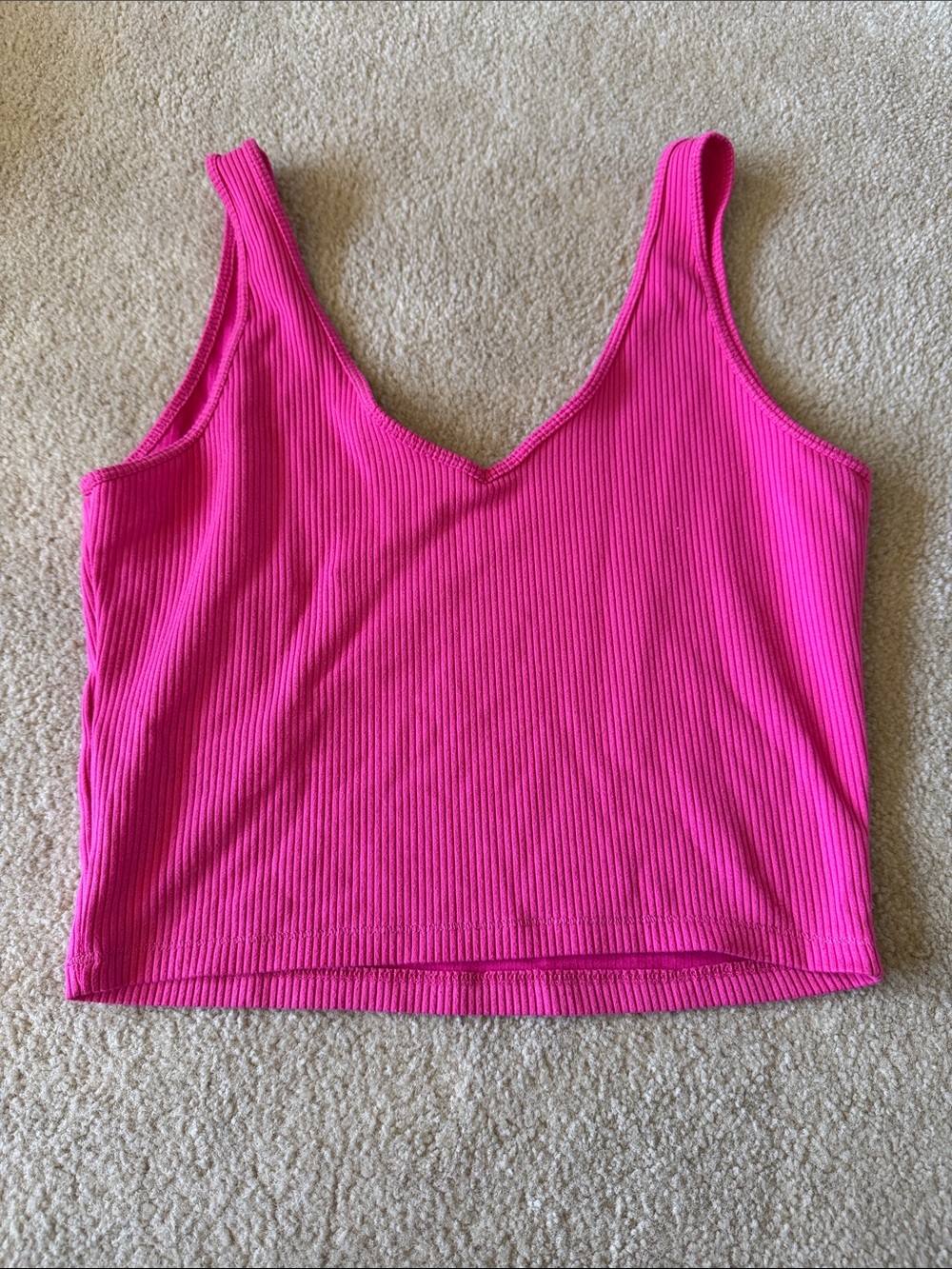 💕5/$25 Hollister Ribbed V-Neck Cropped Tank - Bright Pink